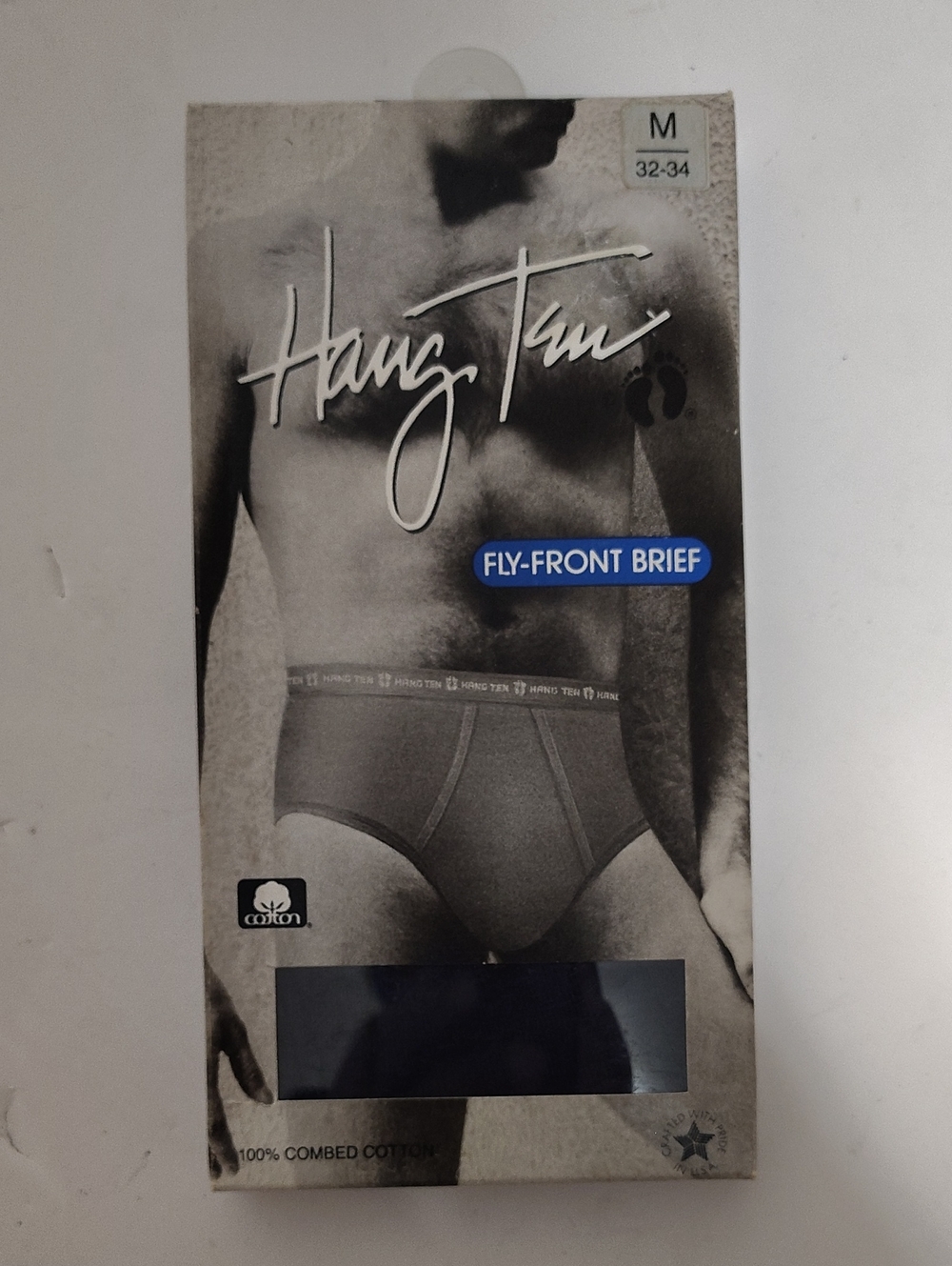 Vintage Hang Ten Men's Fly-Front Brief In Navy -1 Pair -Size M 32-34